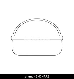 Symbol für leeren Picknickkorb aus Korbkörben. Handgemachter gewebter Weidenkorb isoliert auf weißem Hintergrund. Vektordarstellung. Stock Vektor