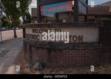 Willkommen bei Sapperton Sign, New Westminster, British Columbia, Kanada Stockfoto