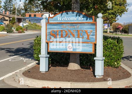 Willkommen beim Sidney-Schild Stockfoto