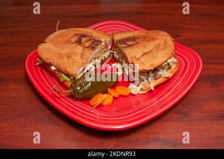 Köstliche mexikanische Küche, auch bekannt als Torta Stockfoto