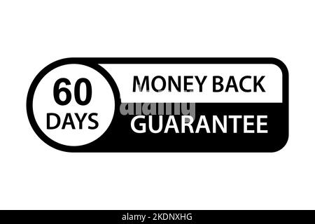 60 Tage Geld-zurück-Garantie Symbolvektor für Grafikdesign, Logo, Website, Social Media, mobile App, UI-Abbildung Stock Vektor