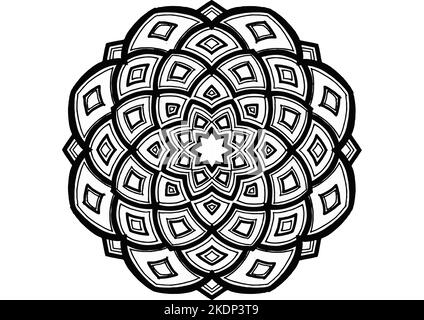 Mantra Mandala, die Meditationskunst für Erwachsene zum Färben Zeichnen mit Händen von Art by Uncle 017 Finde es heraus mit Mustern des Universums Stockfoto