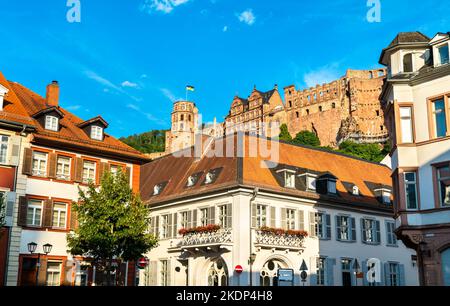 Schloss über der Stadt Heidelberg in Baden-Württemberg - Deutschland Stockfoto