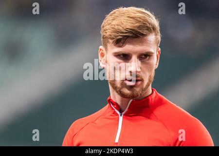 Warschau, Polen. 02.. November 2022. Timo Werner von RB Leipzig beim UEFA Champions League Group Stage Match zwischen FC Shakhtar Donetsk und RB Leipzig im Marschall Jozef Pilsudski Legia Warsaw Municipal Stadium.Endstand; FC Shakhtar Donetsk 0:4 RB Leipzig. Kredit: SOPA Images Limited/Alamy Live Nachrichten Stockfoto