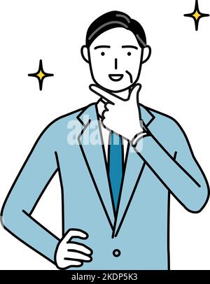 Einfache Liniendarstellung eines Geschäftsleuten, Führungskräften, Managern und Präsidenten in einer selbstbewussten Pose. Stock Vektor