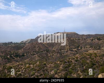 Hollywood-Schild vom Griffith Observatory in Los Angeles, Kalifornien Stockfoto