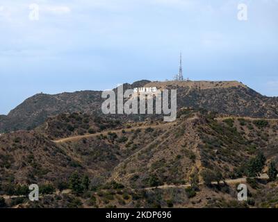 Hollywood-Schild vom Griffith Observatory in Los Angeles, Kalifornien Stockfoto