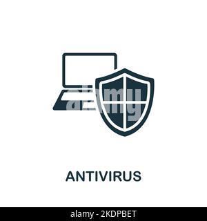 Antivirensymbol. Monochrom Simple Cyber Security-Symbol für Vorlagen, Webdesign und Infografiken Stock Vektor