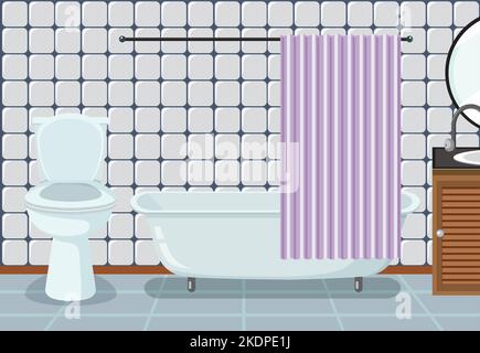 Badezimmer im Innenbereich mit Möbeln Stock Vektor