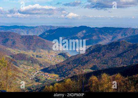 Panoramablick auf die Wachau in Österreich Stockfoto
