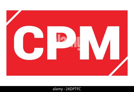 CPM-Text auf rotem Rechteck-Stempelzeichen geschrieben. Stockfoto