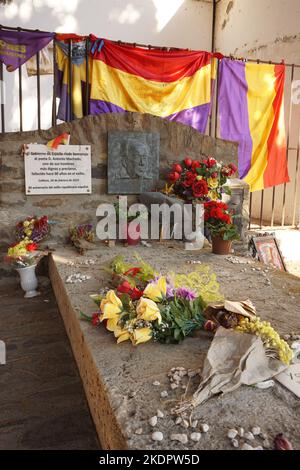 Collioure, Frankreich - Oktober 2022; Grab des spanischen Dichters und Dramatikers Antonio Machado (1875-1939) Stockfoto