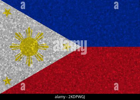 Flagge der Philippinen auf Styropor-Textur. Nationalflagge auf der Oberfläche von Kunststoff-Schaum gemalt Stockfoto