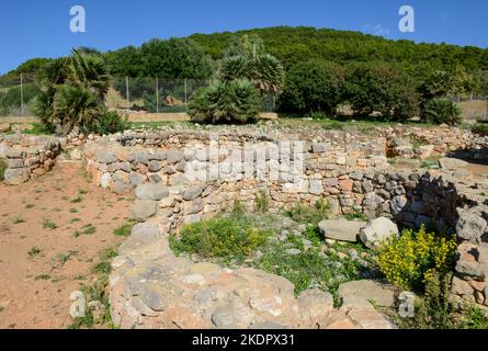 Blick auf die archäologische Stätte von Palmavera auf Sardinien in Italien Stockfoto