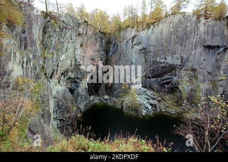 Hodge close Quarry, Tilberthwaite Valley bei Coniston im Seengebiet, Cumbria, England, Großbritannien. Stockfoto