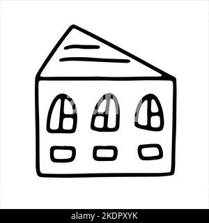 Doodle House. Skizze bw-Scribble-Stil. Handgezeichnete Vektorgrafik Stock Vektor