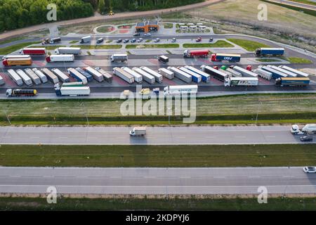 MOP Gorzelanka Zachod Rastplatz an der Bernsteinstraße - Autostrada A1 in der Nähe der Stadt Czestochowa, Woiwodschaft Schlesien in Polen Stockfoto