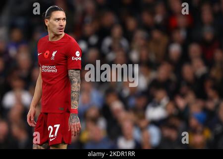 Darwin Nunez of Liverpool - Tottenham Hotspur gegen Liverpool, Premier League, Tottenham Hotspur Stadium, London, Großbritannien - 6.. November 2022 nur zur redaktionellen Verwendung – es gelten die Einschränkungen von DataCo Stockfoto