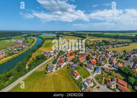 Luftaufnahme in die Region um Illerbeuren und Lautrach im bayerischen Allgäu Stockfoto