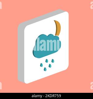 Mond mit Wolke einfaches Vektor-Symbol. Illustration Symbol Design-Vorlage für Web mobile UI-Element. Perfekte Farbe isometrisches Piktogramm auf 3D weißen Quadrat Stock Vektor