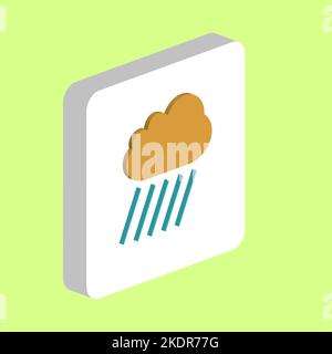 Einfaches Vektorsymbol „Regenwolke“. Illustration Symbol Design-Vorlage für Web mobile UI-Element. Perfekte Farbe isometrisches Piktogramm auf 3D weißen Quadrat. Ra Stock Vektor