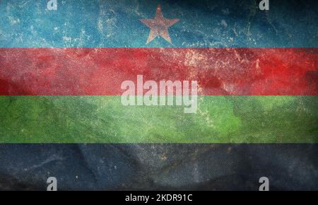 Retro Flagge der Bantu Völker Somali Bantus mit Grunge Textur. Flagge, die ethnische Gruppe oder Kultur, regionale Behörden. Kein Fahnenmast. Ebene des Stockfoto