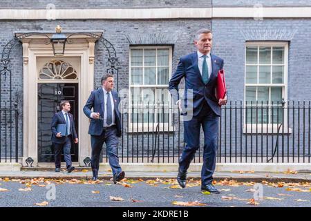 Downing Street, London, Großbritannien. 8.. November 2022. Mark Harper MP, Staatssekretär für Verkehr, nimmt an der wöchentlichen Kabinettssitzung in der Downing Street 10 Teil. Foto von Amanda Rose/Alamy Live News Stockfoto