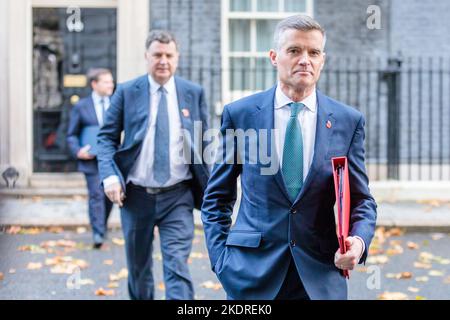 Downing Street, London, Großbritannien. 8.. November 2022. Mark Harper MP, Staatssekretär für Verkehr, nimmt an der wöchentlichen Kabinettssitzung in der Downing Street 10 Teil. Foto von Amanda Rose/Alamy Live News Stockfoto
