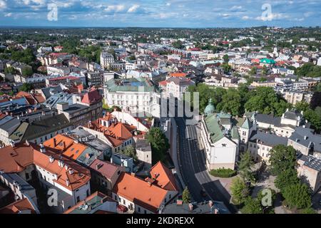 Altstadt mit Schloss in Bielsko-Biala Stadt in der Woiwodschaft Schlesien, Südpolen Stockfoto