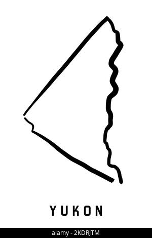 Yukon Karte umreißen - glatte einfache handgezeichnete kanadische Provinz Form Karte Vektor. Provinz in Kanada. Stock Vektor