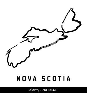 Nova Scotia Kartenumriss - glatte einfache handgezeichnete kanadische Provinzform Kartenvektor. Provinz in Kanada. Stock Vektor