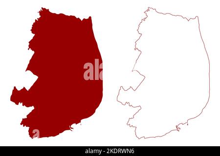 Dover nicht-Metropolregion (Vereinigtes Königreich von Großbritannien und Nordirland, zeremonielle Grafschaft Kent, England) Kartenvektordarstellung, Scrib Stock Vektor