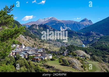 Die Festung Esilon Barrier und Avrieux im Maurienne-Tal, Vanoise, den französischen Alpen, Frankreich, Alpen, Alpin Stockfoto