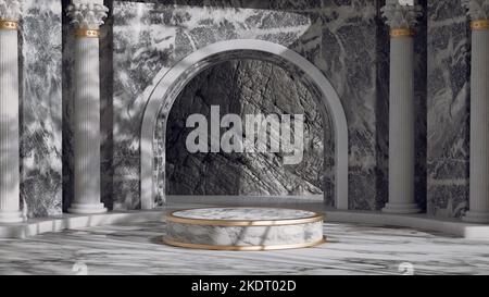 3D Render Marmor Produkt Podium Hintergrund für Kosmetik-Produkte präsentieren. Stockfoto