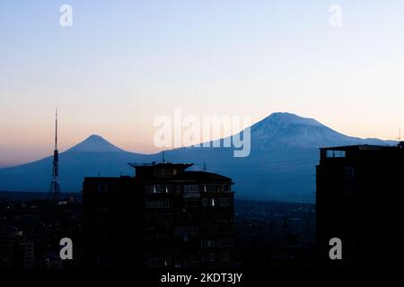 Blick auf den Berg Ararat von Eriwan, Ararat Armenia Berg Stockfoto