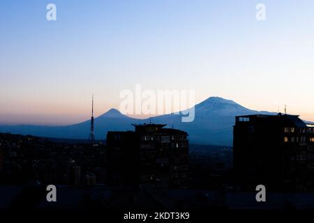 Blick auf den Berg Ararat von Eriwan, Ararat Armenia Berg Stockfoto