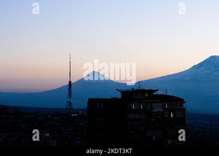 Blick auf den Berg Ararat von Eriwan, Ararat Armenia Berg Stockfoto