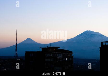 Blick auf den Berg Ararat von Eriwan, Ararat Armenia Berg Stockfoto