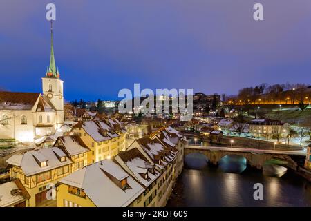 Panoramablick auf Bern im Winter, schweizer Alpen, Schweiz Stockfoto