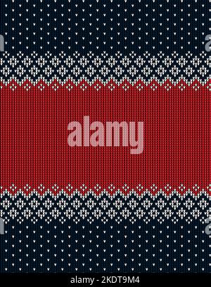 Hässlich Pullover bei Buffalo Plaid Frohe Weihnachten und Happy New Year Grußkarte Rahmen Bordüre. Illustration gestrickt Hintergrund nahtlose Muster mit fo Stock Vektor