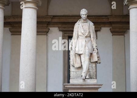 Italien, Lombardei, Mailand, Courtyrard von Brera, Tommaso Grossi Statue von Vincenzo Vela Bildhauer Datum 1858 Stockfoto