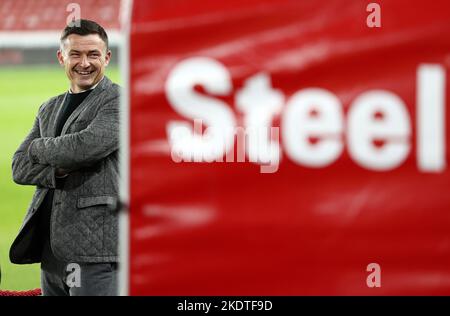 Sheffield, Großbritannien. 8.. November 2022. Paul Heckingbottom-Manager von Sheffield Utd vor dem Sky Bet Championship-Spiel in der Bramall Lane, Sheffield. Bildnachweis sollte lauten: Darren Staples/Sportimage Credit: Sportimage/Alamy Live News Stockfoto