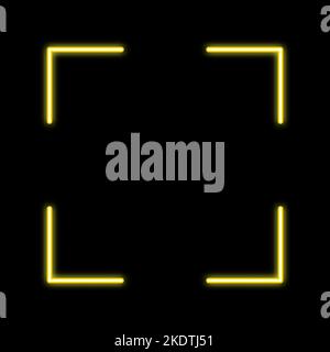 Neongelb glänzender quadratischer Rahmen im Linienstil. Leuchtende Linien umrahmen. Vektorgrafik. Stock Vektor