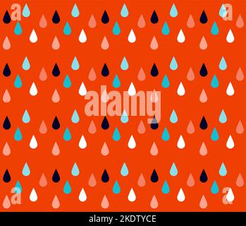 Tropfen auf einem roten Hintergrund, Regeneffekt, nahtloser Vektor Stock Vektor