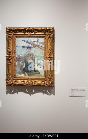 Henri de Toulouse-Lautrec (1864-1901) Monsieur Emile Davoust signierte „HTLautrec“ (unten links) Öl über Bleistift auf dem Brett, das auf dem Brett 15 x 10 1/2 Zoll (38 x 26,7 cm.) Gemalt 1889 auf der Ausstellung Visionary: The Paul G. Allen Collection präsentiert in Christie's New York Galleries im Rockefeller Center in New York, NY am 8. November 2022. Die Auktion soll vom 9. Bis 10. November 2022 stattfinden und hat einen Wert von mehr als $1 Milliarden Euro. Die Sammlung des Philanthropen Paul G. Allen, Mitbegründer von Microsoft, umfasst mehr als 150 Meisterwerke aus 500 Jahren Kunstgeschichte. Alle Erlöse gehen an Stockfoto