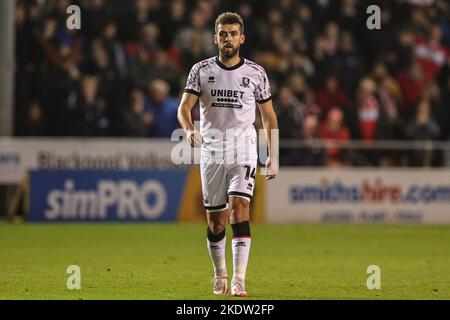 Blackpool, Großbritannien. 08.. November 2022. Tommy Smith #14 von Middlesbrough während des Sky Bet Championship Spiels Blackpool vs Middlesbrough in Bloomfield Road, Blackpool, Großbritannien, 8.. November 2022 (Foto von Mark Cosgrove/News Images) in Blackpool, Großbritannien am 11/8/2022. (Foto von Mark Cosgrove/News Images/Sipa USA) Quelle: SIPA USA/Alamy Live News Stockfoto