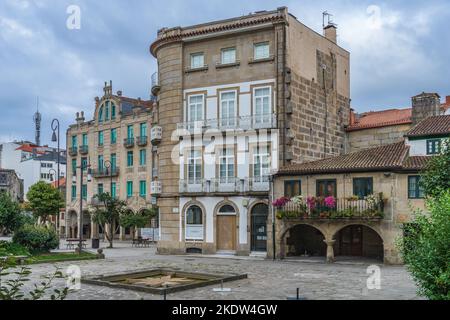 Pontevedra, Galicien, Spanien, 9. Oktober 2022. Platz in der Stadt Pontevedra, Galicien, Spanien. Stockfoto