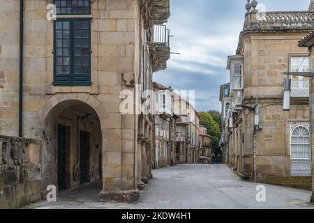 Pontevedra, Spanien, 9. Oktober 2022. Straße der Stadt Pontevedra, in Galicien, Spanien Stockfoto