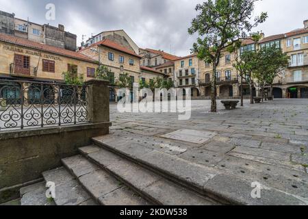 Pontevedra, Galicien, Spanien, 9. Oktober 2022. Platz in der Stadt Pontevedra, Galicien, Spanien. Stockfoto