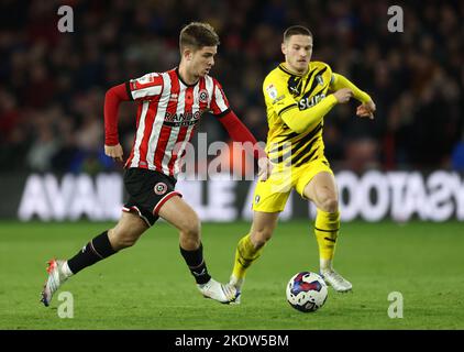 Sheffield, Großbritannien. 8.. November 2022. James McAee von Sheffield Utd schiebt sich beim Sky Bet Championship-Spiel in der Bramall Lane, Sheffield, nach vorne. Bildnachweis sollte lauten: Darren Staples/Sportimage Credit: Sportimage/Alamy Live News Stockfoto